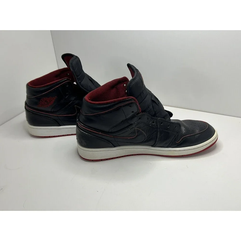 Jordan 1 Mid Black/Black-White-Gym Red Size 12 US  (554725 028)